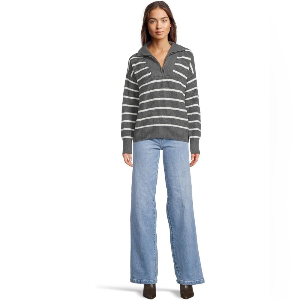 NWT Faherty mariner striped quarter zip sweater Sz L